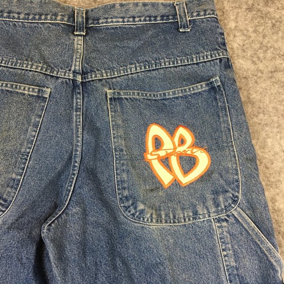 Vintage Fubu Jeans 38 Men Y2K 90s Hip Hop Embroidered Logo Baggy Carpenter Loose - Picture 12 of 15